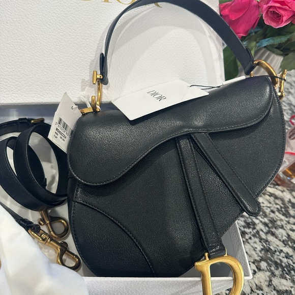 Dior Black Leather Saddle Bag - Picture 2 of 3